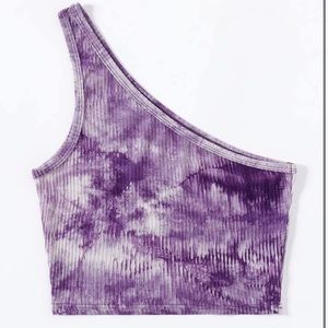 SHEIN One Strap Purple Tie-Dye Crop Top